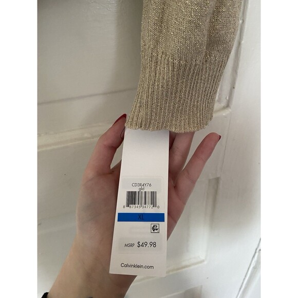 Calvin Klein Metallic Gold Open-Front Shrug Cardigan – XL NWT - Picture 5 of 8